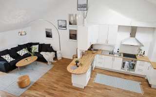 Зонирование с помощью барной стойки на кухне, совмещенной с гостиной или столовой