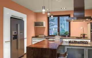 Персиковый цвет в интерьере кухни: дизайн стен, фартука, пола, потолка, выбор стиля и декора