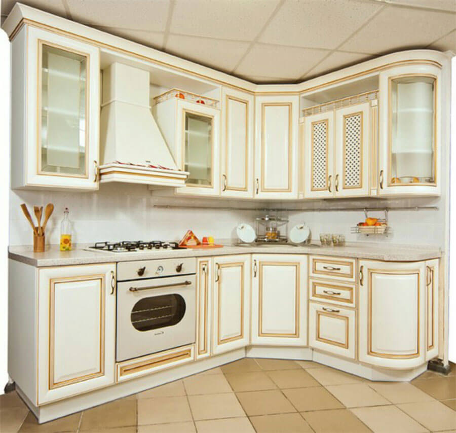 Интерьер кухни с патиной: фасады «под старину» в разных цветах и стилях