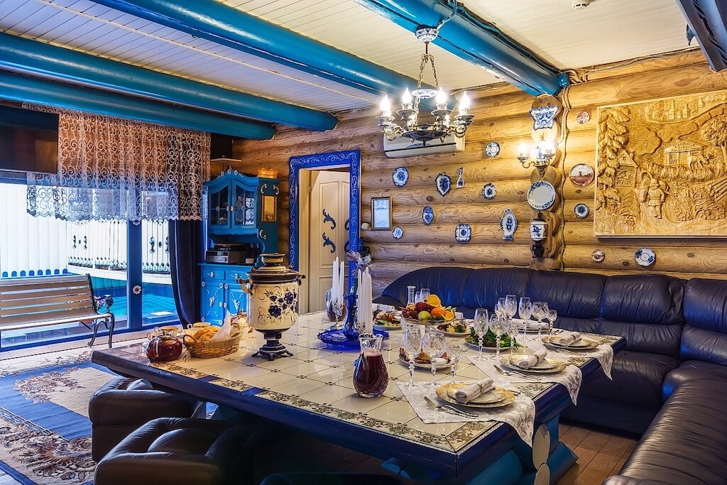 Дизайн кухни в стиле гжель в квартире и частном доме (114 фото интерьеров)