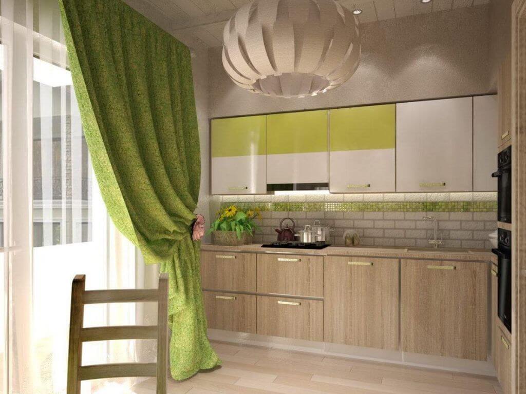 Освежите свою кухню: салатовые шторы в интерьере