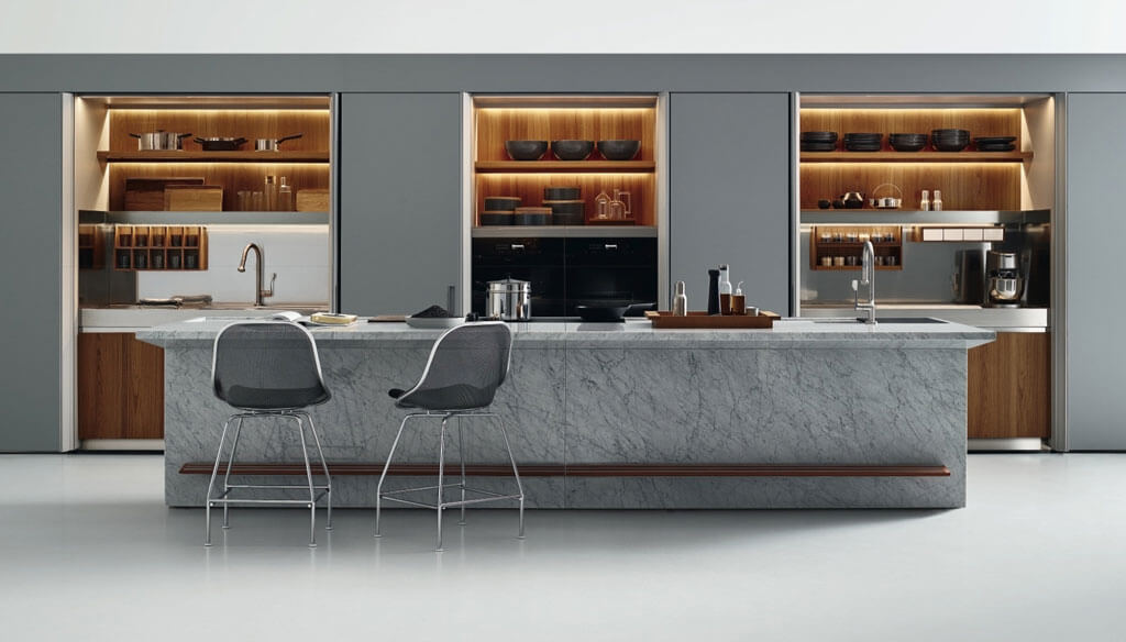 Мрамор на кухне: стильный дизайн и натуральная роскошь интерьера