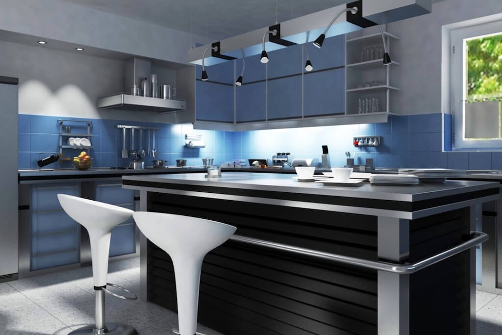 Стильная синяя кухня: шаги для создания идеального интерьера, 70 фото-примеров