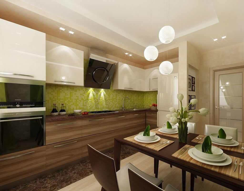 Современный дизайн кухни 12 кв. м (+ 80 фото интерьеров)