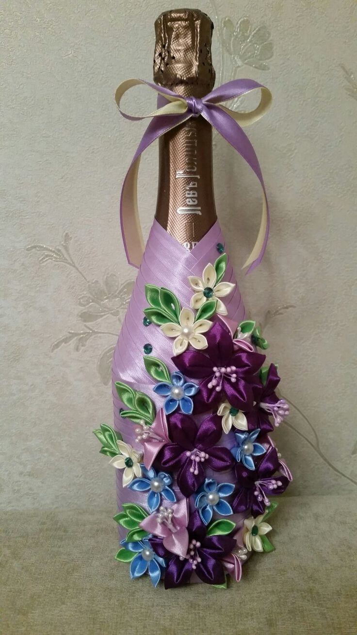 Декор бутылки шампанского на 8 марта — 9 оригинальных способов украшения