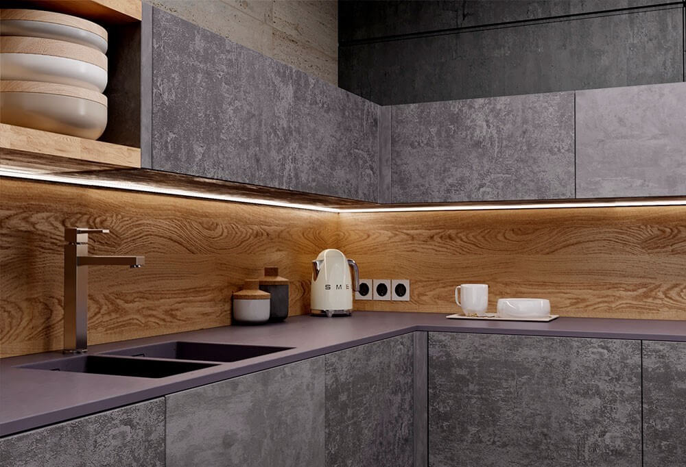 Кухни из шпона: выбор дизайна, изготовление и реставрация шпонированных МДФ фасадов, 55 фото