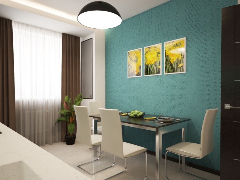 Оформление стены на кухне возле стола: способы и фото удачных идей