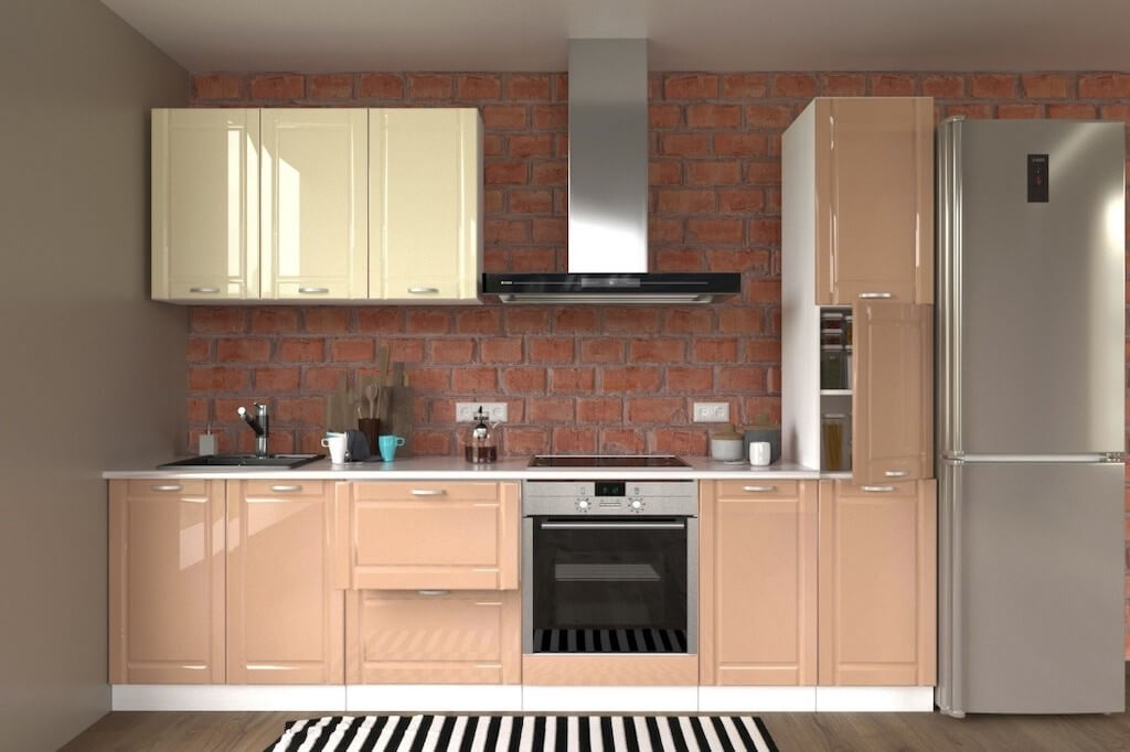 Персиковый цвет в интерьере кухни: дизайн стен, фартука, пола, потолка, выбор стиля и декора