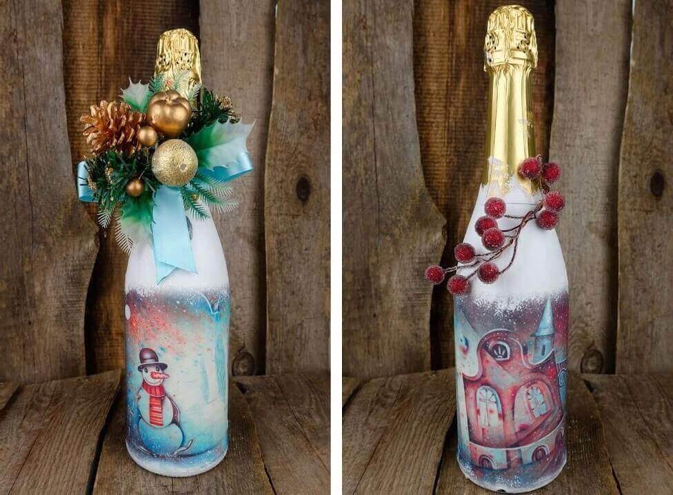 Декор бутылок к новому году своими руками: 20+ мастер-классов с фото