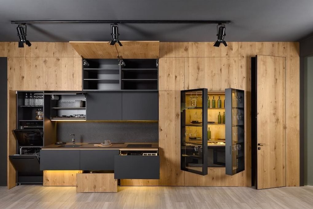 Кухни из шпона: выбор дизайна, изготовление и реставрация шпонированных МДФ фасадов, 55 фото