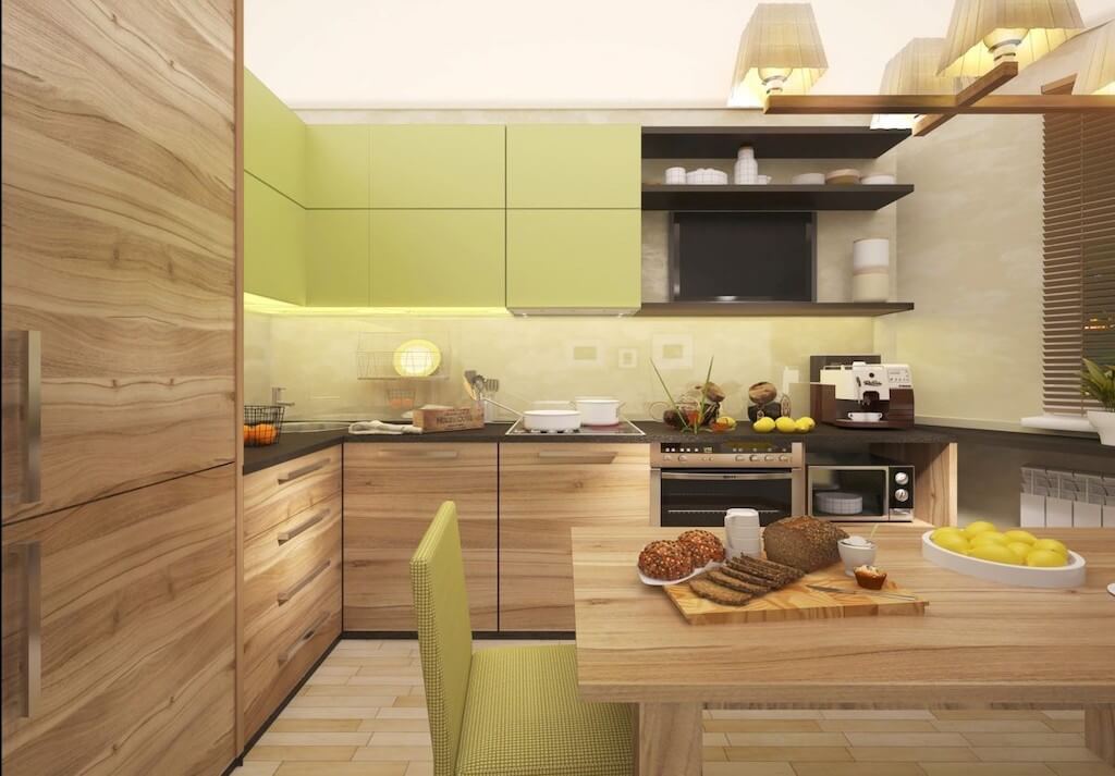 Ближе к природе: дизайн кухни в зеленых тонах