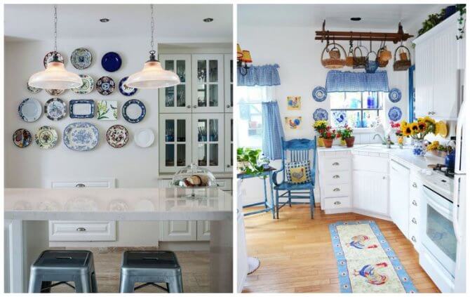 Дизайн кухни в стиле гжель в квартире и частном доме (114 фото интерьеров)
