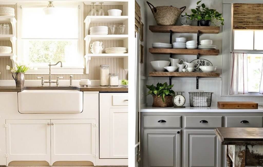 Открытые полки на кухне: плюсы и минусы, отзывы, фото в интерьере