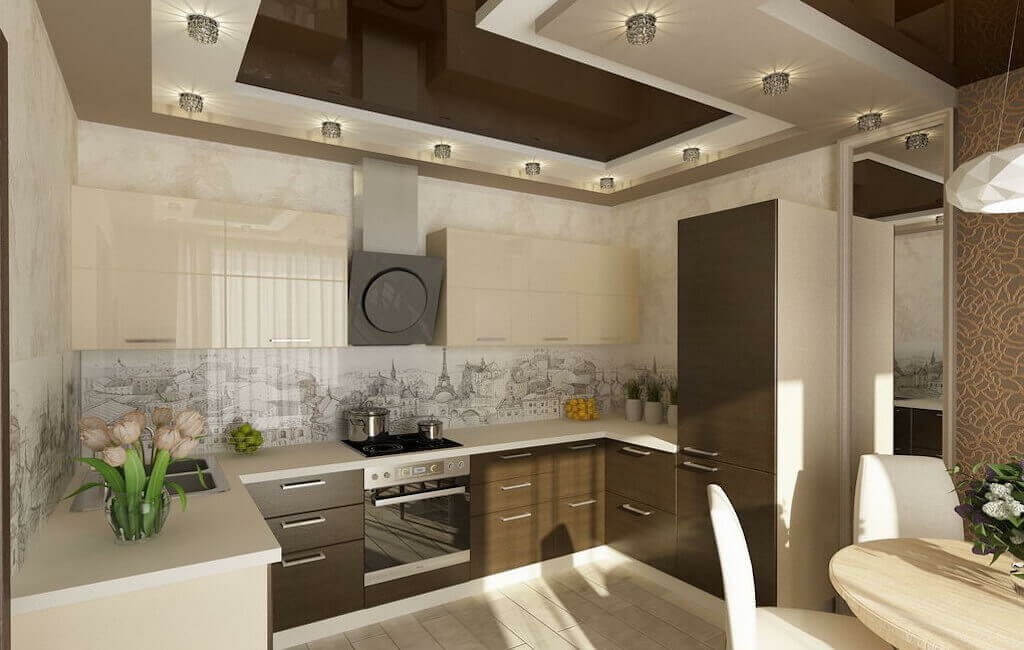 Какого цвета сделать натяжной потолок на кухне: популярные и необычные варианты