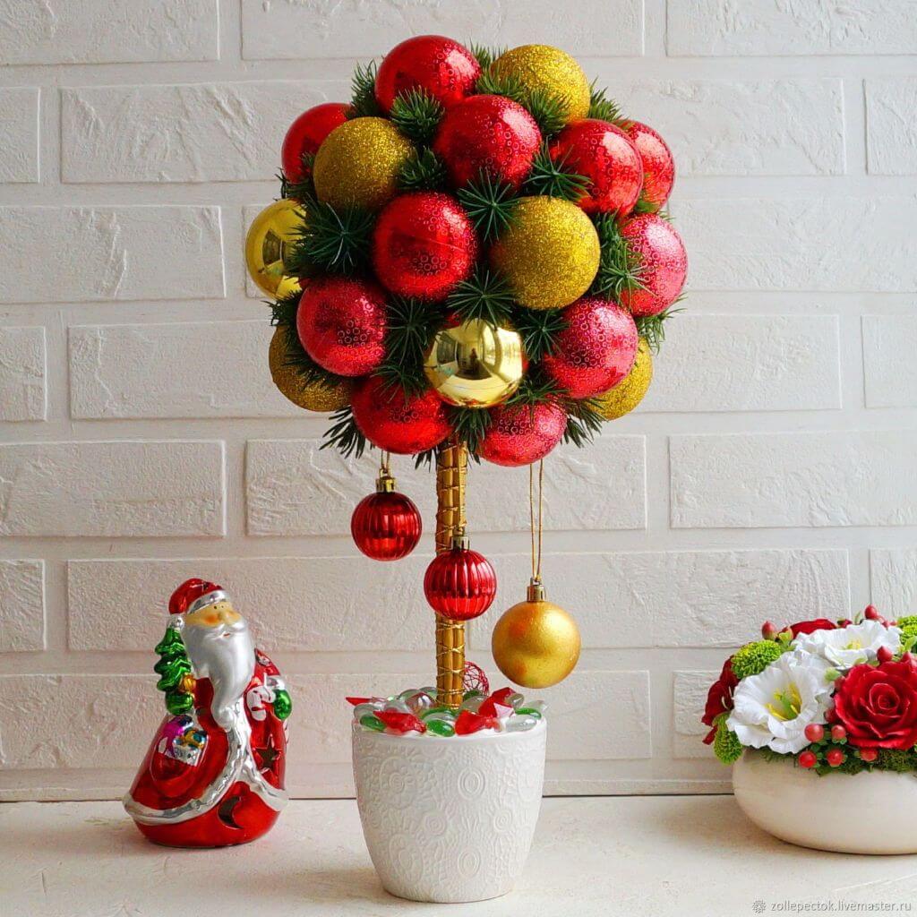 Как сделать новогодний топиарий своими руками для начинающих: 50 поделок с пошаговыми инструкциями и фото