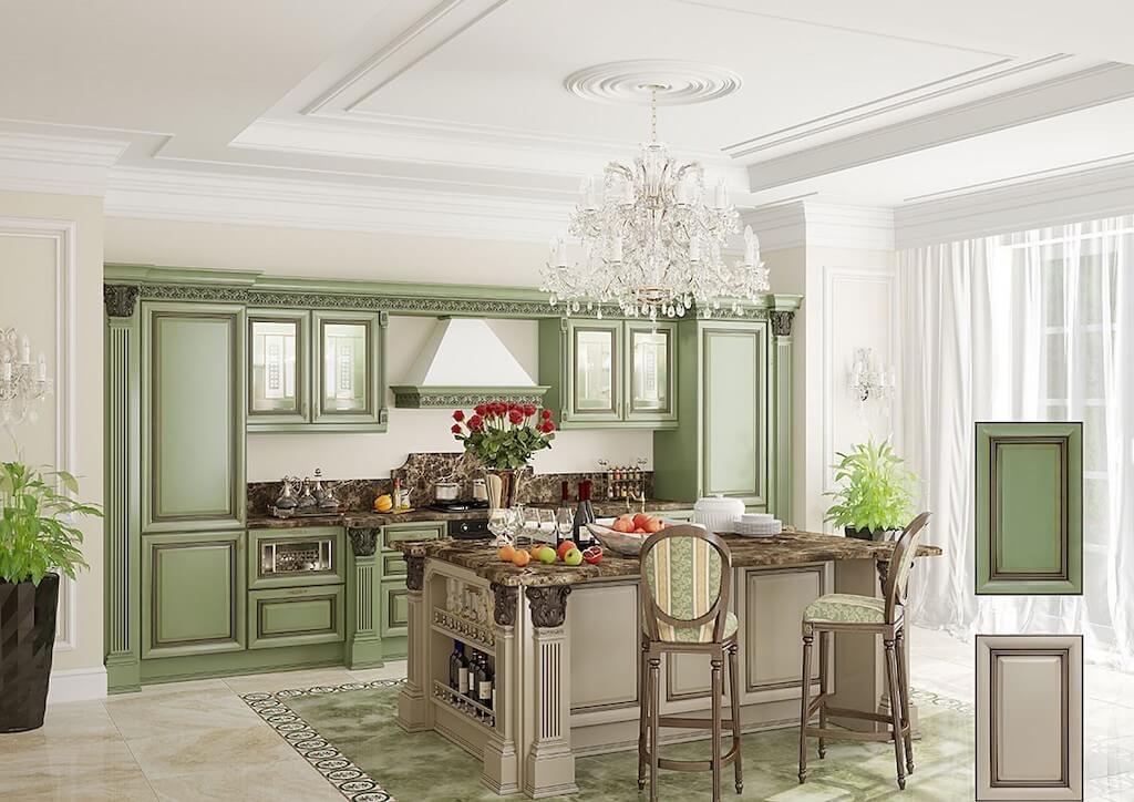 Ближе к природе: дизайн кухни в зеленых тонах