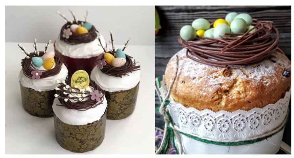 Украшение куличей на Пасху своими руками: 80 фото красивых идей (с посыпкой, изюмом, цветами, гнездами)