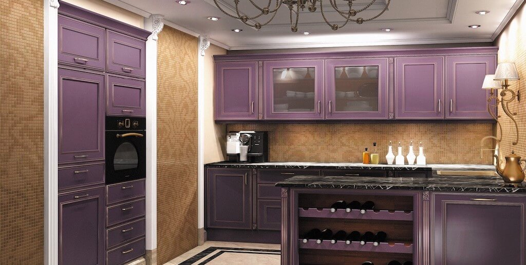 50 оттенков фиолетового в интерьере кухни — сиреневый, лиловый, лавандовый цвета, и с чем они сочетаются (50 фото)
