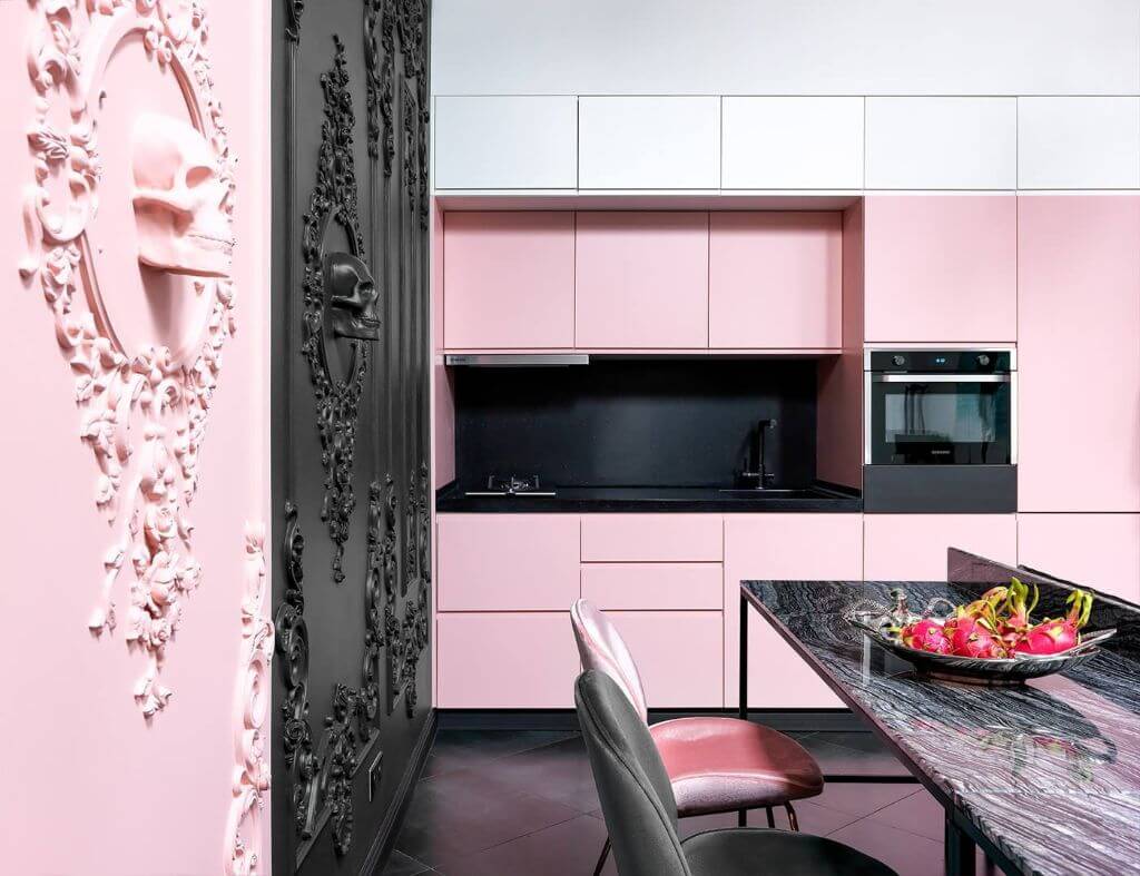 Кухня в розовых тонах: дизайн интерьера, 88 фото-идей