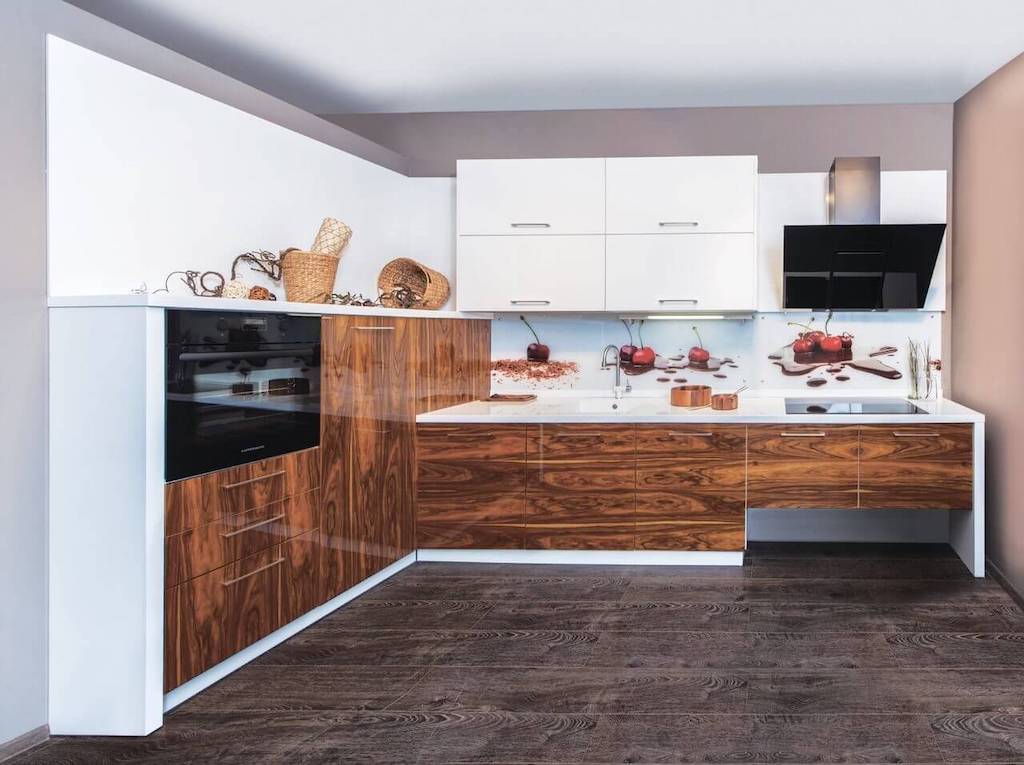 Кухни из шпона: выбор дизайна, изготовление и реставрация шпонированных МДФ фасадов, 55 фото