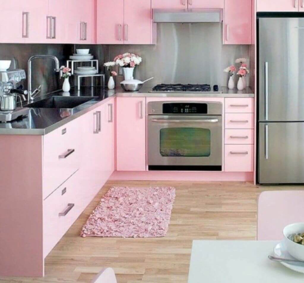 Кухня в розовых тонах: дизайн интерьера, 88 фото-идей