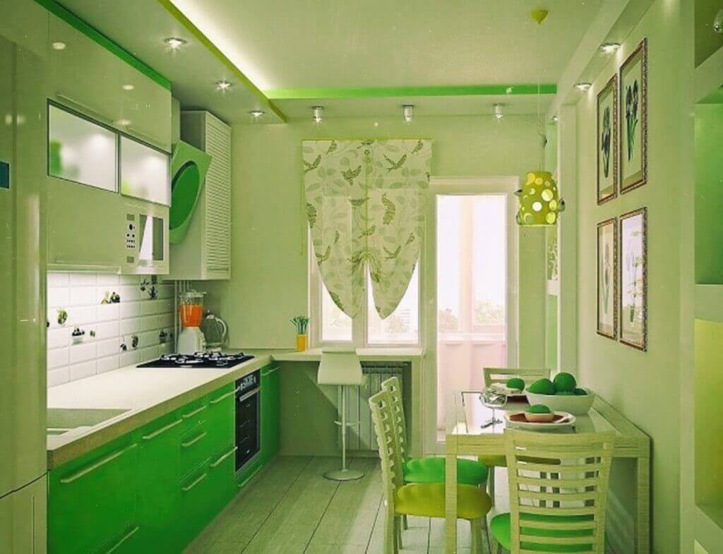 Ближе к природе: дизайн кухни в зеленых тонах