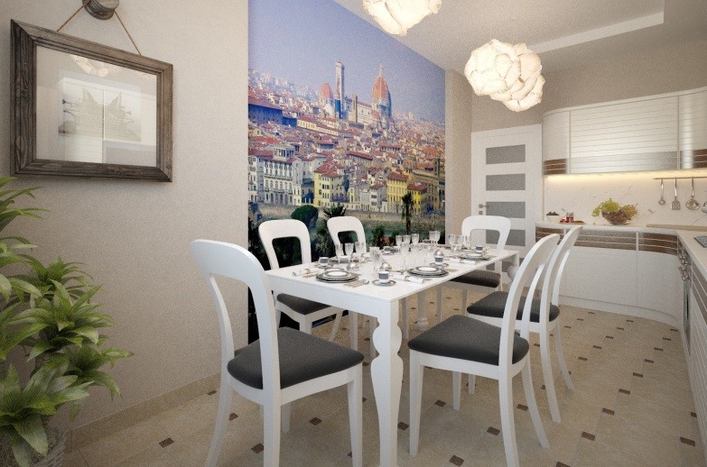 Оформление стены на кухне возле стола: способы и фото удачных идей