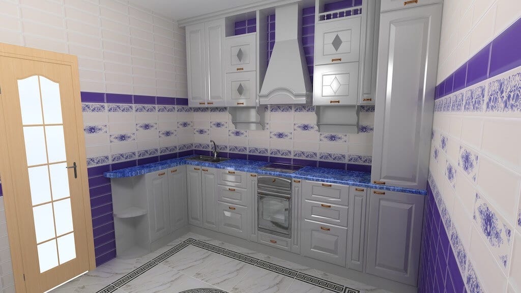 Дизайн кухни в стиле гжель в квартире и частном доме (114 фото интерьеров)