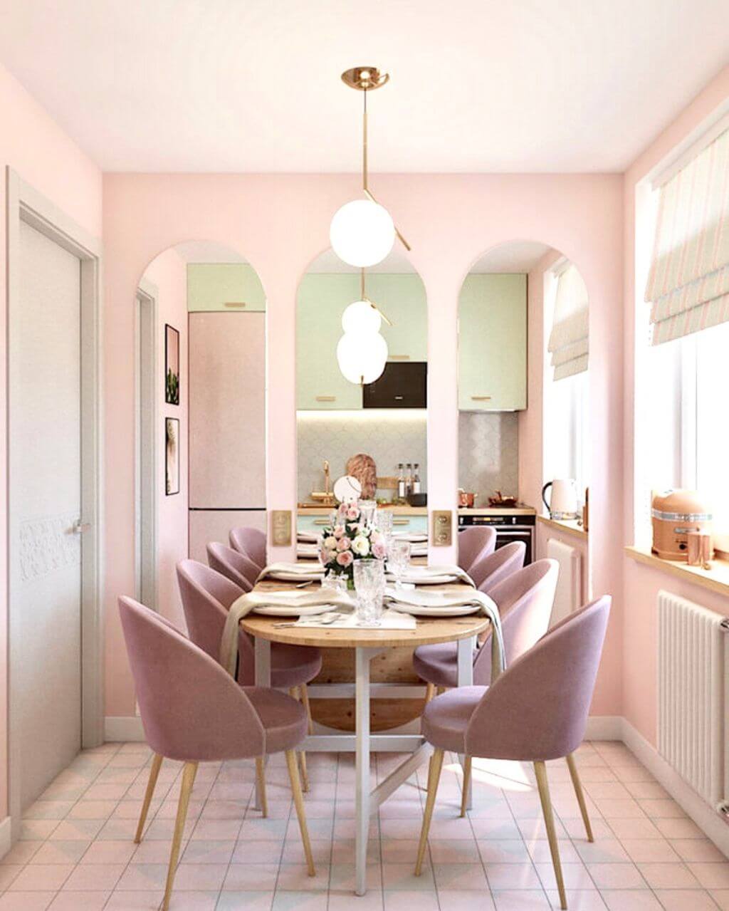 Кухня в розовых тонах: дизайн интерьера, 88 фото-идей