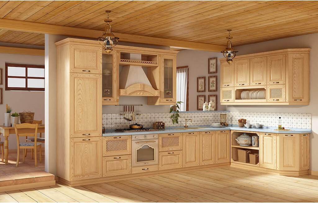 Деревянная кухня из массива в современном стиле: 135 фото-идей мебели, отделки и декора