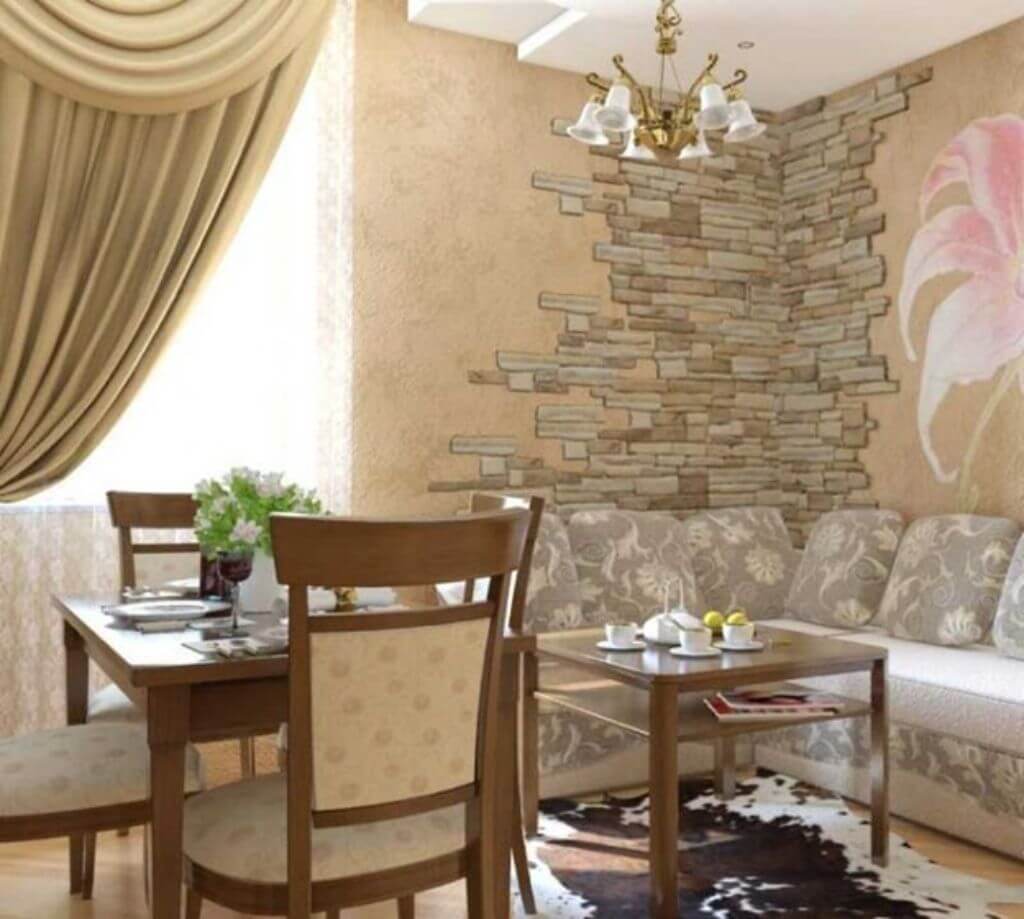 Отделка кухни декоративным камнем (искусственным и натуральным): дизайн интерьера, варианты и сочетания, фото