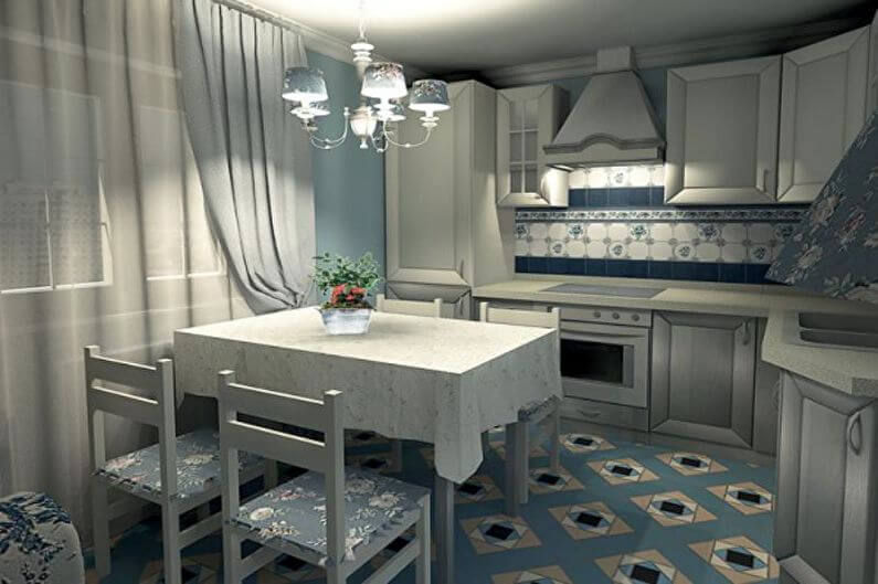 Дизайн кухни в стиле гжель в квартире и частном доме (114 фото интерьеров)