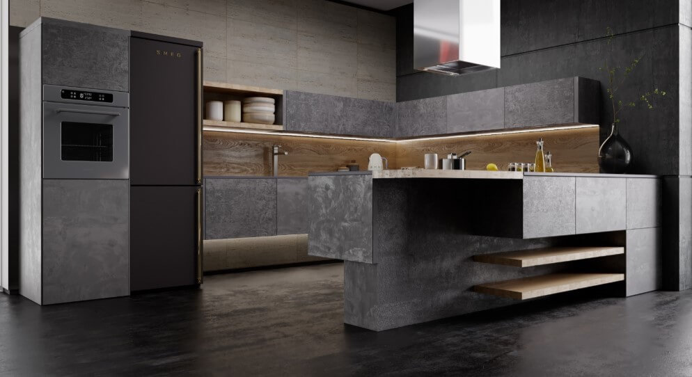 Кухни из шпона: выбор дизайна, изготовление и реставрация шпонированных МДФ фасадов, 55 фото