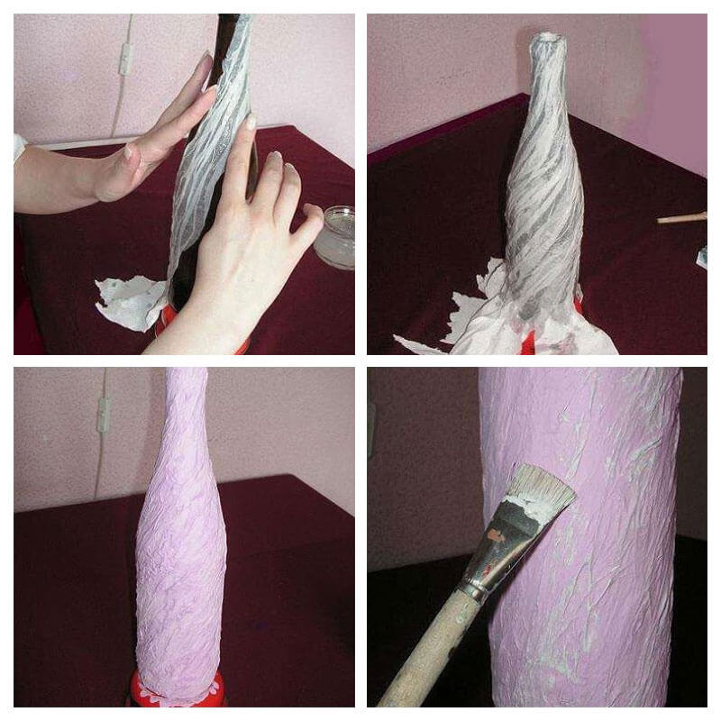 Делаем декупаж бутылок туалетной бумагой: примеры удивительных композиций с мастер-классами