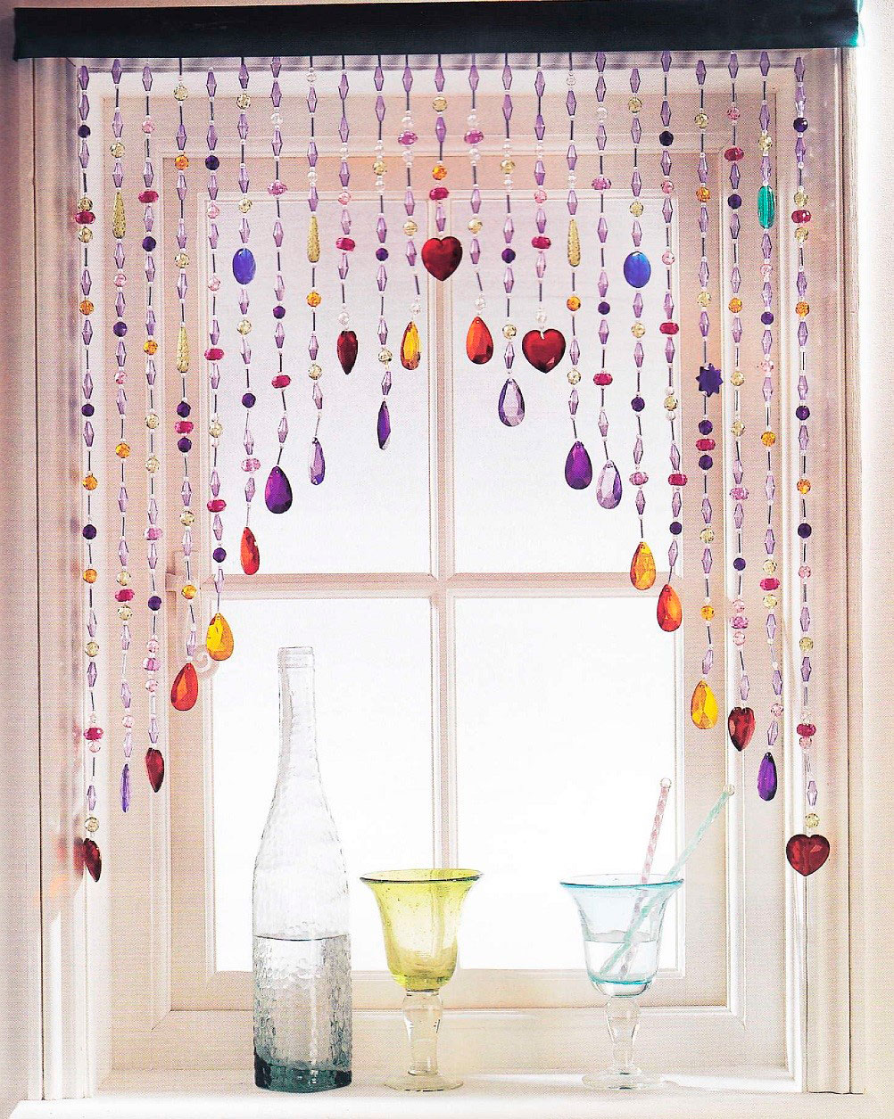 Нитяные занавески с бусинками